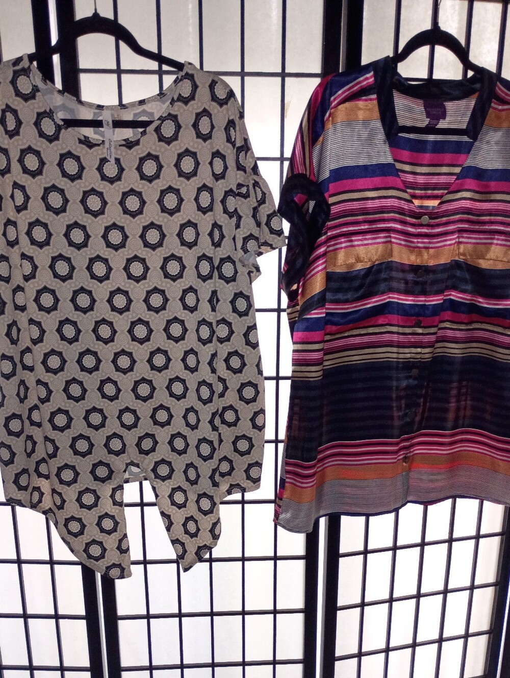 2x Printed & Striped  Short Sleeve Top Bundle